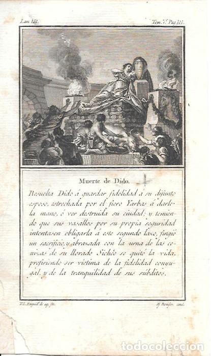 Arte: GRABADO. MUERTE DE DIDO - LOUIS-PIERRE ARQUETIL LAMINA 151 TOMO 7 A&Ntilde;O 1802 - G-HISTORIA-085