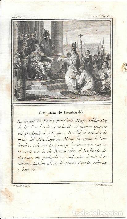 Arte: GRABADO. CONQUISTA DE LOMBARDIA - LOUIS-PIERRE ARQUETIL LAMINA 166 TOMO 7 A&Ntilde;O 1802 - G-HISTORIA-087