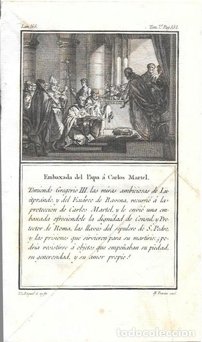 Arte: GRABADO EMBAXADA DEL PAPA A CARLOS MARTEL- L.-P. ARQUETIL LAMINA 165 TOMO 7 A&Ntilde;O 1802- G-HISTORIA-088