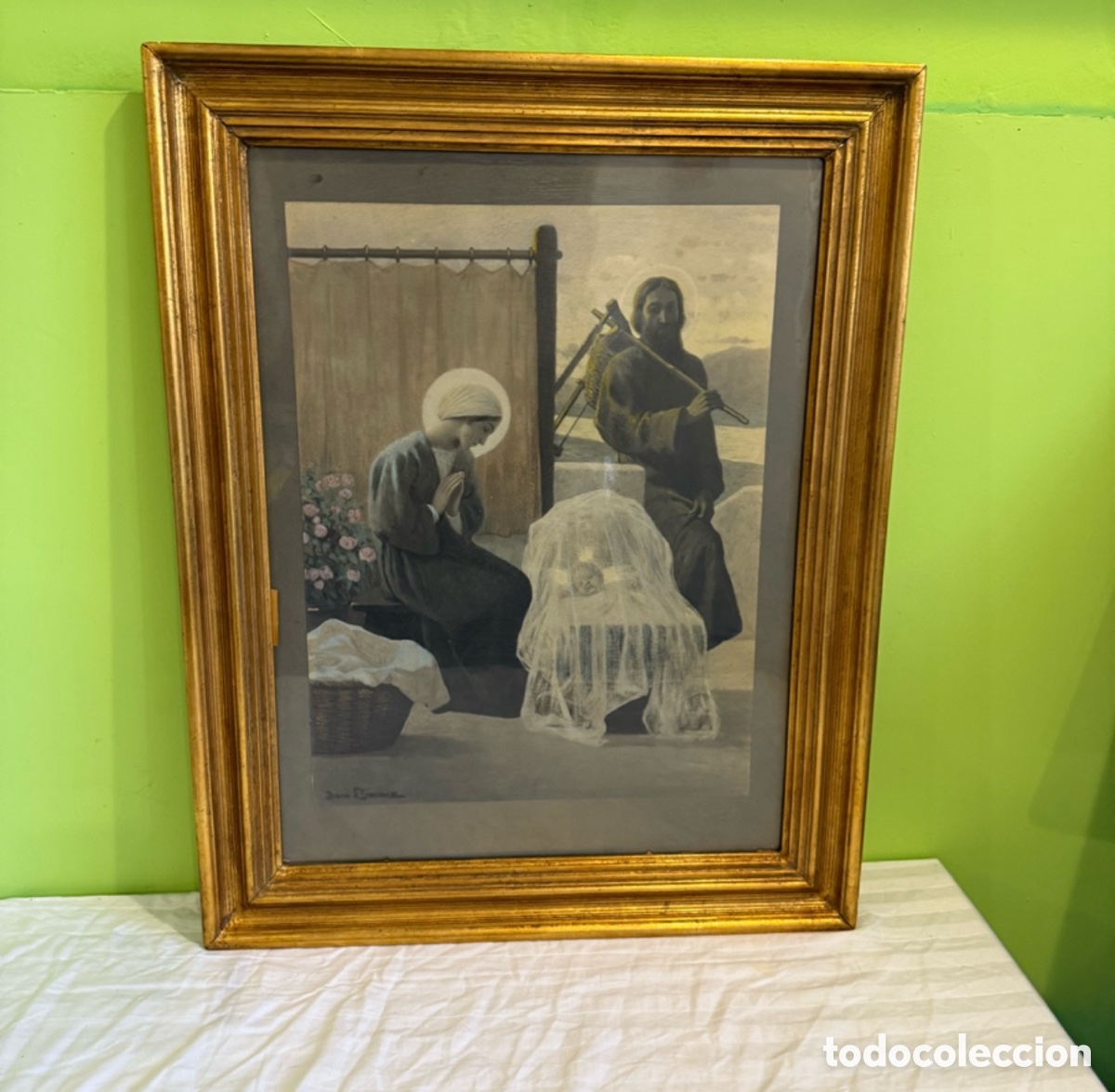 Arte: Joan Llimona i Bruguera (1860-1926). Grabado original iluminado a mano. Doble firma.