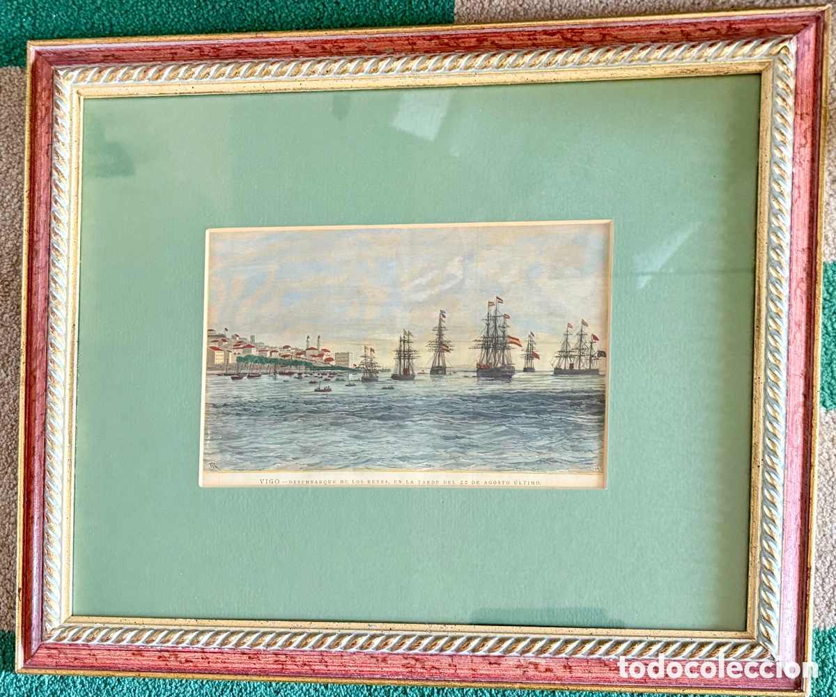 Arte: Colecci&oacute;n de tres grabados hist&oacute;ricos navales espa&ntilde;oles del siglo XIX &ndash; Galicia