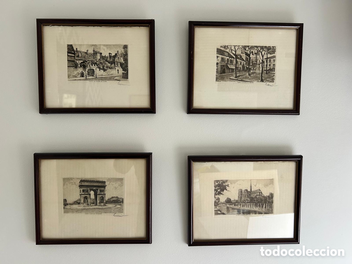 Arte: 4 aguafuertes con vistas de Paris