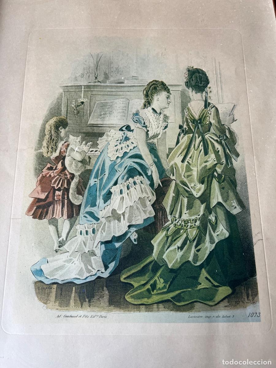 Arte: CUADRO CON ANTIGUO GRABADO A COLOR DE MODA DE &Eacute;POCA - Foto 5