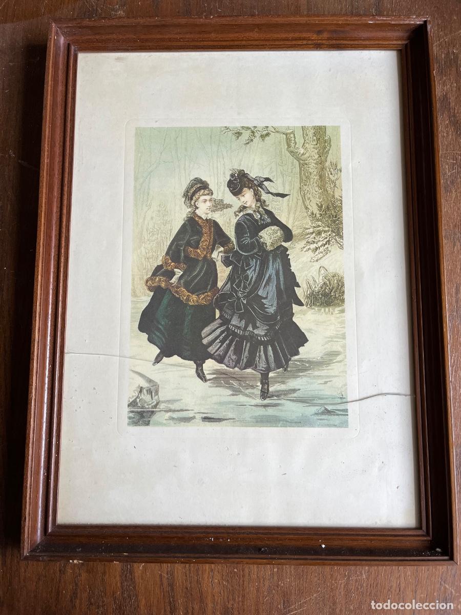 Arte: CUADRO CON GRABADO DE MODA VICTORIANA REVISTA FRANCESA LA SAISON