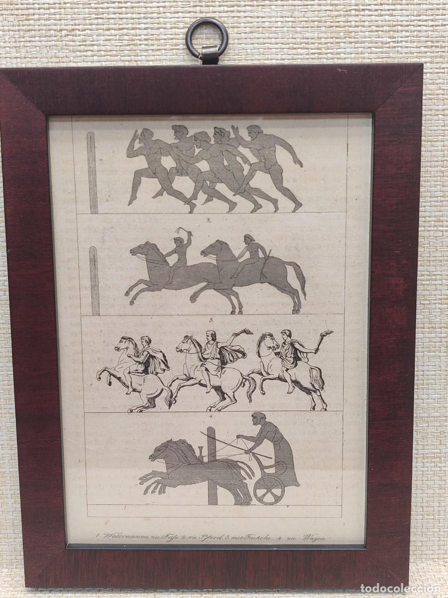 Arte: Carreras en la antigua Grecia. Welt-Gem&auml;lde-Gallerie. 1836. Grabado. Cuadro.
