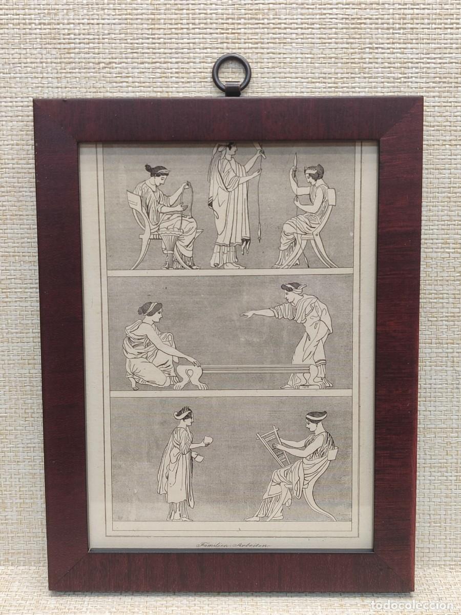 Arte: Trabajos familiares en la antigua Grecia. Welt-Gem&auml;lde-Gallerie. 1836. Grabado. Cuadro.