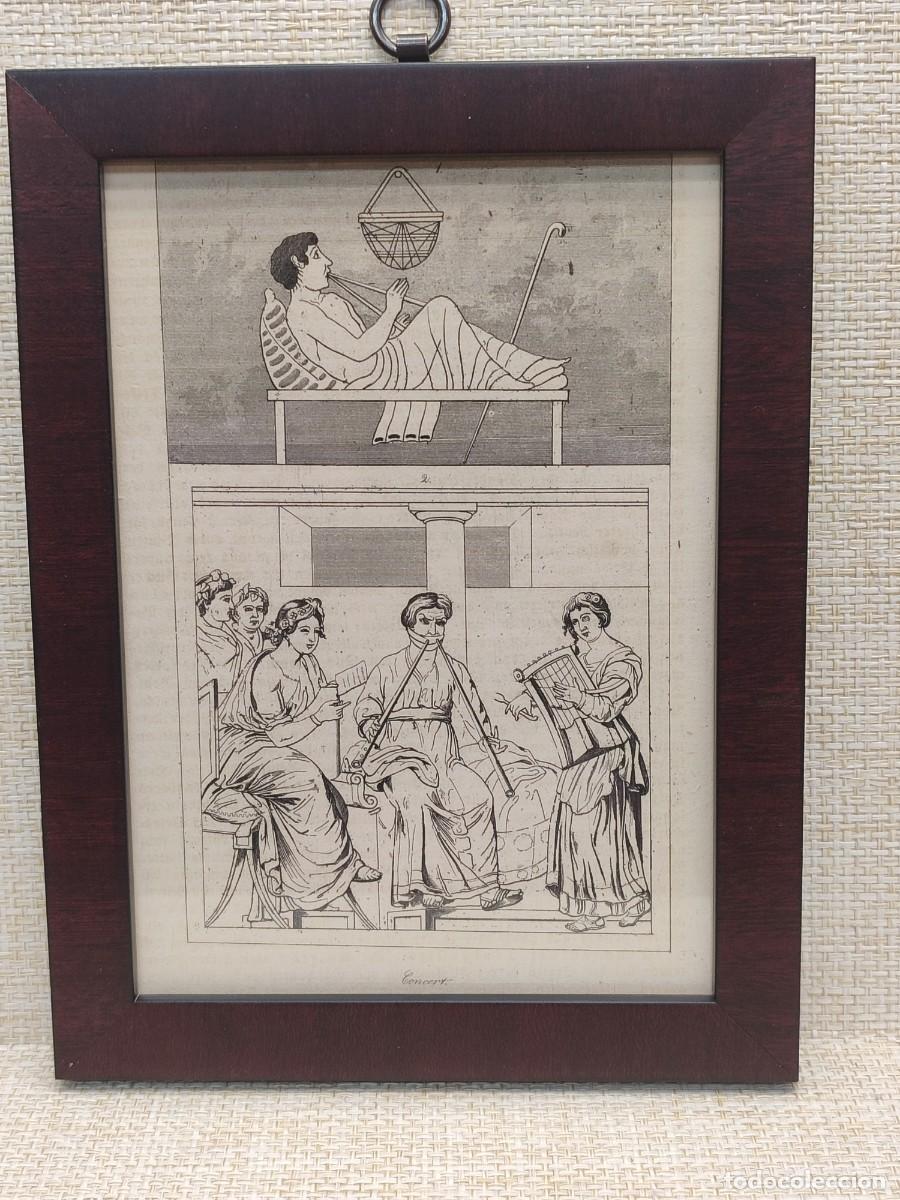 Arte: Costumbres musicales en la antigua Grecia. Welt-Gem&auml;lde-Gallerie. 1836. Grabado. Cuadro.