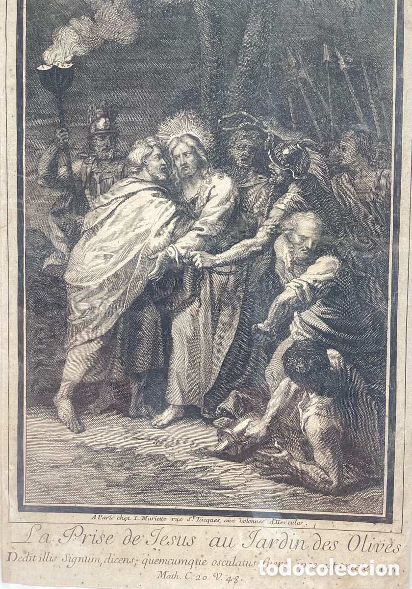 Arte: Grabado original arresto de Jes&uacute;s en el Huerto de los Olivos
