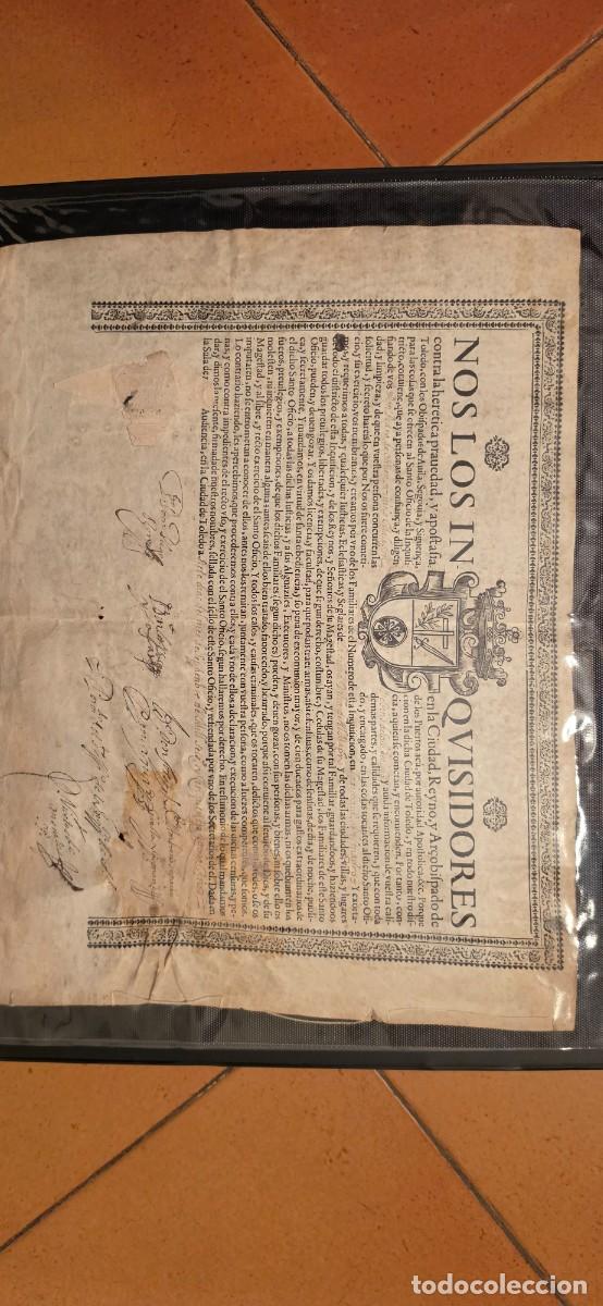 Arte: Edicto o titulo Inquisici&oacute;n nombrando familiar en Toledo siglo XVII pergamino