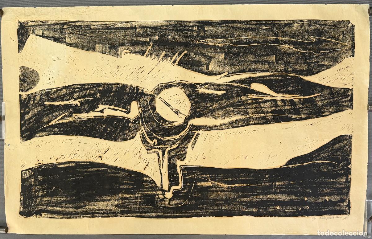 Arte: Grabado sobre papel firmado , 1980s, abstracci&oacute;n .
