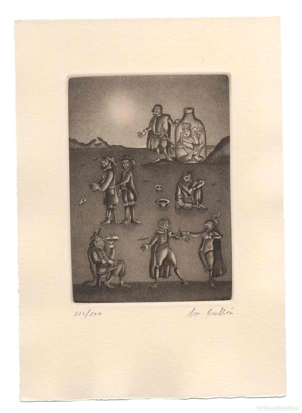 Arte: JORGE PERELL&Oacute;N. LA VISITA DE LOS CHISTES, SEG&Uacute;N QUEVEDO. AGUAFUERTE 372/500