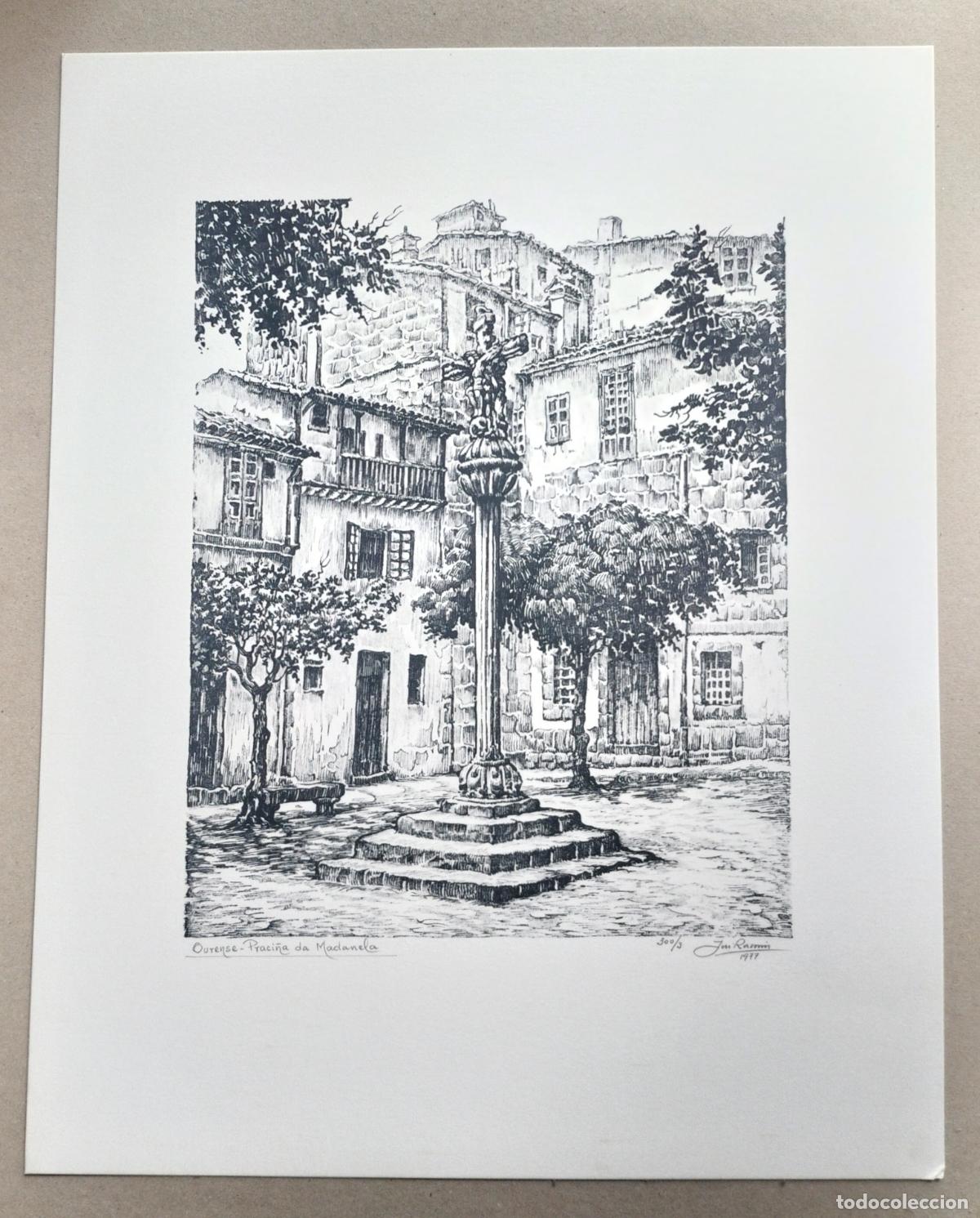 Arte: OURENSE - PRACI&Ntilde;A DE MADANELA (1977) -JOS&Eacute; RAM&Oacute;N I. R.- FIRMA MANUSCRITA-NUMERADA 3/300