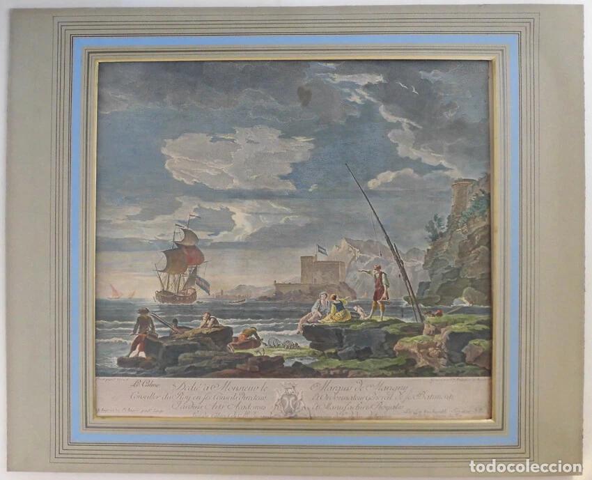 Arte: Bal&eacute;chou (1716-1764) grabado coloreado seg&uacute;n Vernet