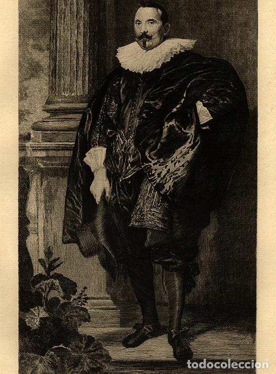 Arte: AGUAFUERTE 1882, RETRATO DE UN HOMBRE, DE ANT&Oacute;N VAN DYCK (VAN DER BORCHT?). GRAN FOLIO, GRAB&Oacute; SALMON