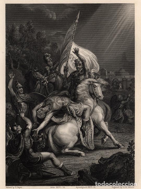 Arte: GRABADO AL ACERO DE 1843, LA CONVERSI&Oacute;N DE SAULO, DE EDWARD DAYES, EN 4&ordm;, GRAB&Oacute; G. H. ADCOCK. BIBLIA