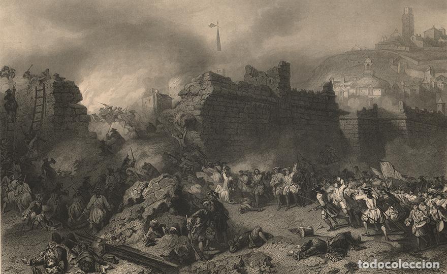 Arte: GRABADO AL ACERO 1868, AUGUSTE COUDER, TOMA DE LLEIDA (1707), INFOLIO. GUERRA SUCESI&Oacute;N, L&Eacute;RIDA, ARTE