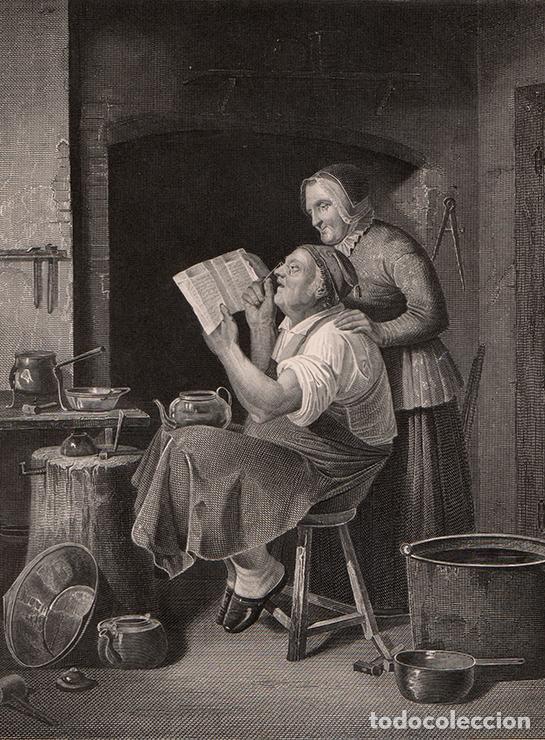 Arte: GRABADO AL ACERO DE 1849, EL CALDERERO, DE CHRISTIAN ANDREAS SCHLEISNER. GRAB&Oacute; A. H. PAYNE, M&Uacute;NICH