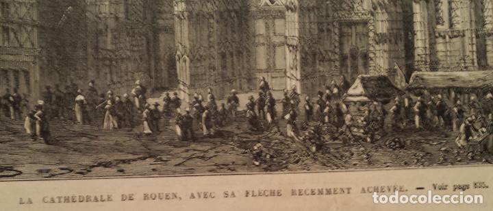 Arte: catedral de Rouen - Huecograbado de 1890 - Foto 2