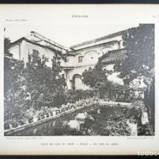 Arte: HUECOGRABADO JARDÍN PALACIO DUQUES DE TARIFA SEVILLA CASA DE PILATOS -PETITS EDIFICES ESPAGNE - 1928