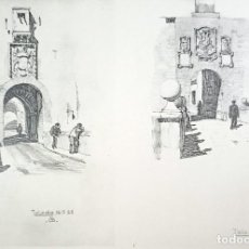 Arte: HUECOGRABADO VISTAS DEL PUENTE DE TOLEDO DIBUJO AUGUSTIN BERNARD - PETITS EDIFICES ESPAGNE - 1928