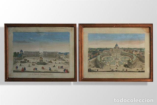 Arte: Gravures encadr&eacute;es repr&eacute;sentant Paris (paire) - Foto 1