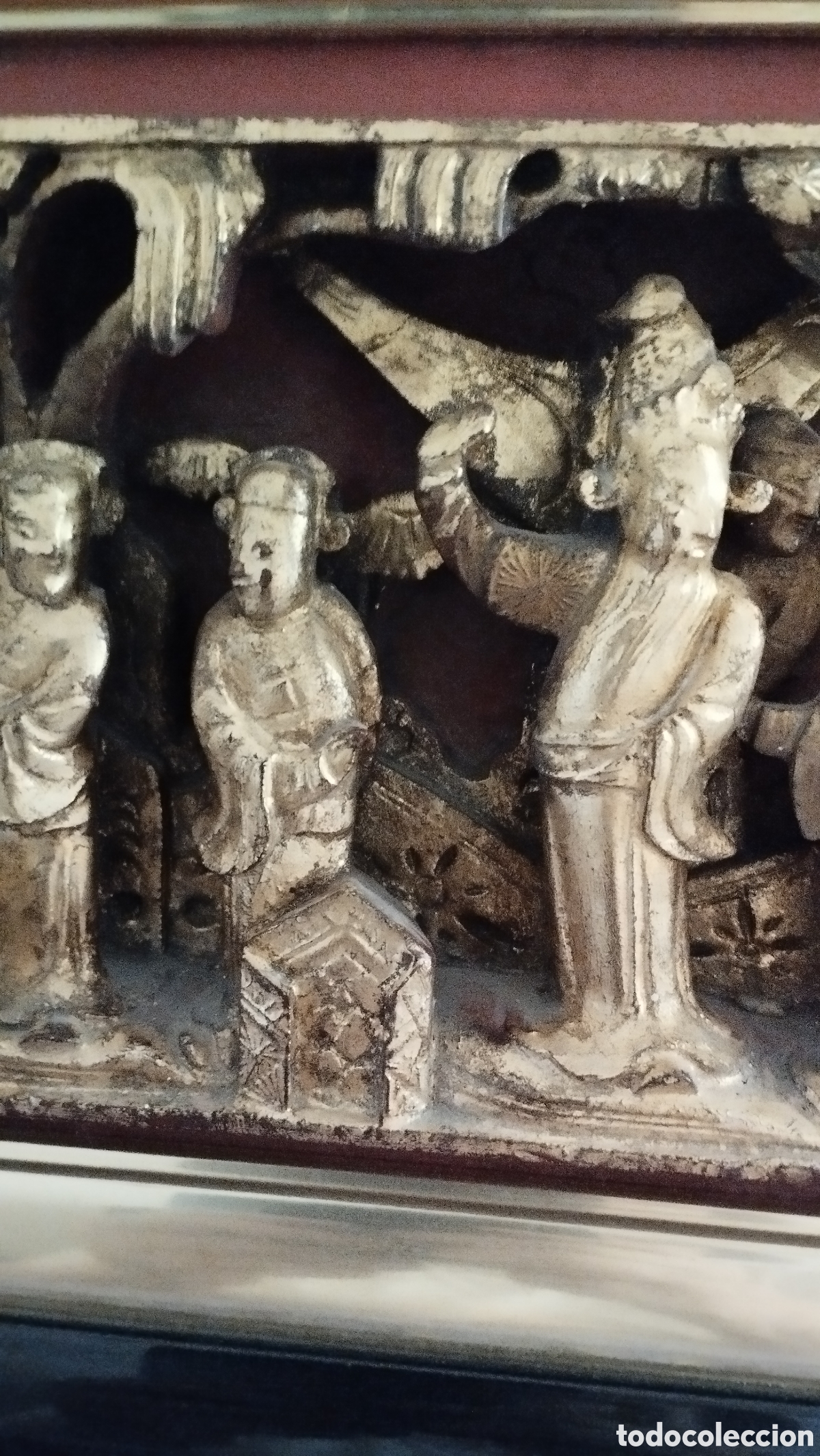 Arte: Panel antiguo de pan de oro chino - Foto 2