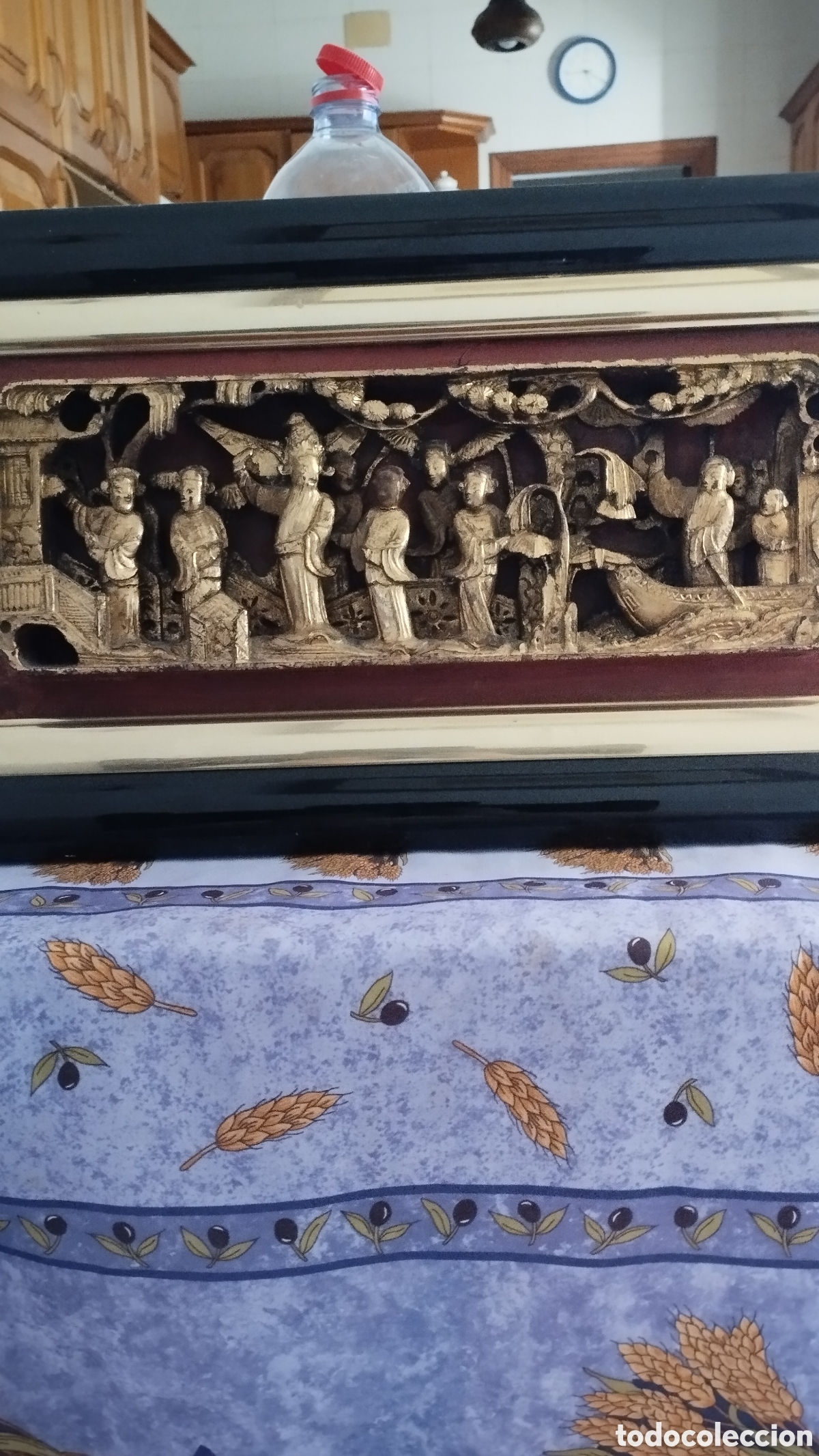 Arte: Panel antiguo de pan de oro chino