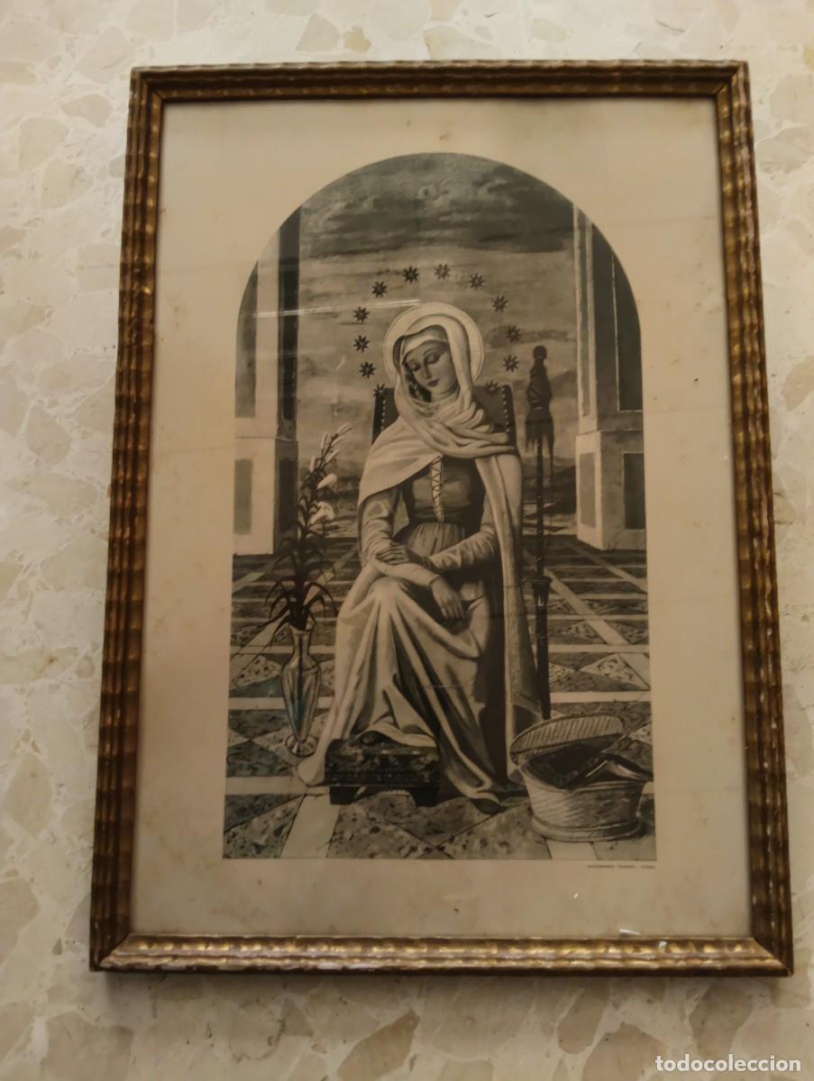 Arte: ANTIGUO HUECOGRABADO DE FOURNIER ( VITORIA ) - VIRGEN COSTURERA - 36 x 26 CM
