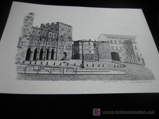 Art: LAMINA PLAZA DEL MARQUES XIXON FIRMADA POR ISMAEL DOMINGUEZ ALONSO 92