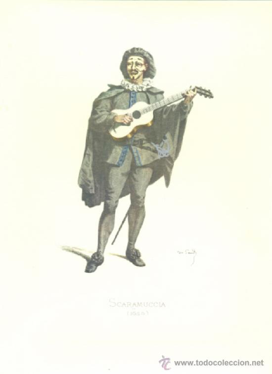 Art: Lamina impresa .. SCARAMUCCIA 1645 .. Con descripci&oacute;n al reverso