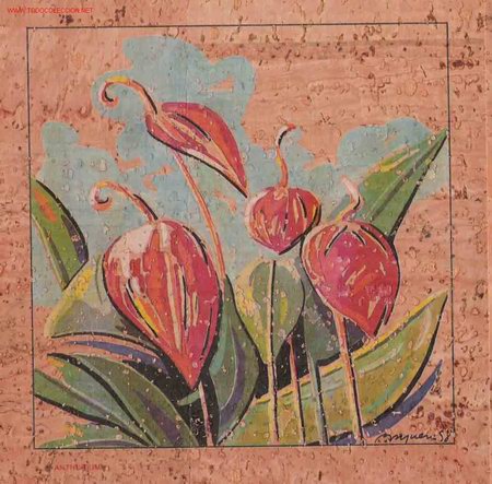 Art: Imagen floral sobre corcho