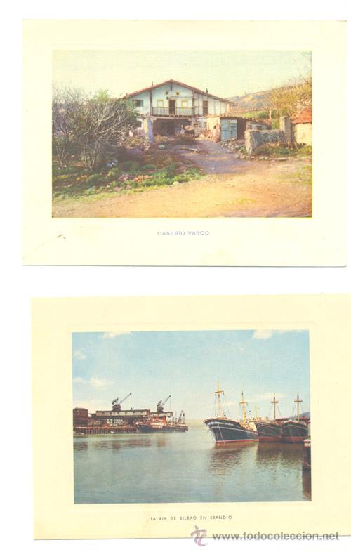 Art: 4 laminas vascas Las Calzadas Bilbao, La r&iacute;a de Bilbao en Erandio, Caser&iacute;o Vasco, Pescadores Vascos