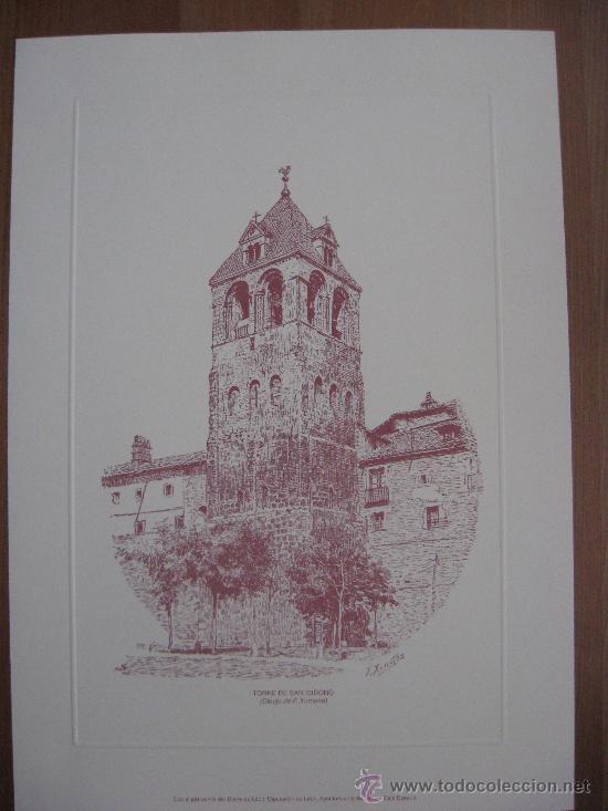 Kunst: TORRE DE SAN ISIDORO LEON, DIBUJADO POR XUMETRA. REPRODUCCION.