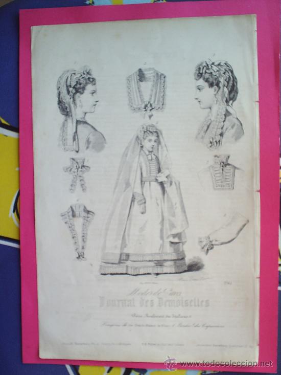 Kunst: LAMINA MODA  PARIS  YONRNAL DES DEMOISELLES A&Ntilde;O 1880-90  antiguo gravado