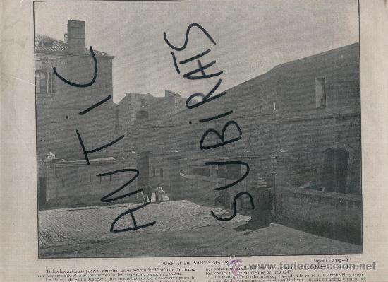 Kunst: LAMINA. FOTO. ANTIGA. BARCELONA.PORTA DE SANTA MADRONA. PRIN. S. XX. 35 X 29 CM.