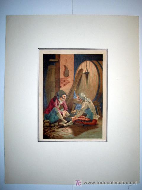 Arte: En la Bodega - Lamina (Finales Siglo XIX) - Foto 1