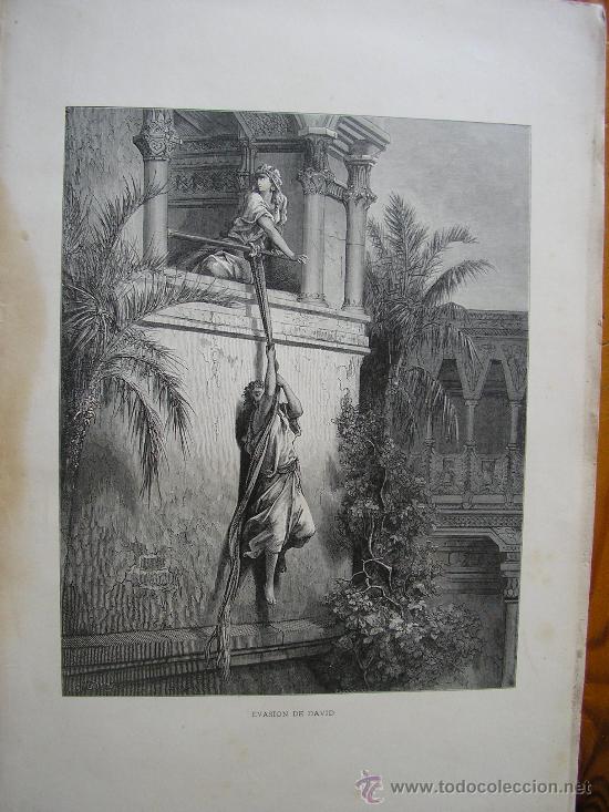Kunst: LA SAGRADA BIBLIA LAMINA ILUSTRACION GUSTAVO DORE GRABADO DE PISAN AÑO 1880 ED. MONTANER Y SIMON