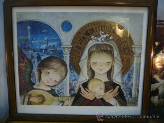 Art: CUADRO CON LAMINA DE FERRANDIZ,ENTRE LOS HOMBRES, MOTIVOS NAVIDE&Ntilde;OS.