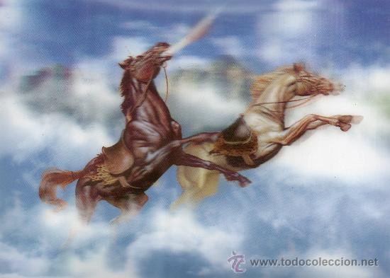 Art: BONITA LAMINA, TAMA&Ntilde;O POSTAL, CUADRO EFECTO 3D, CABALLOS,PARA ENMARCAR