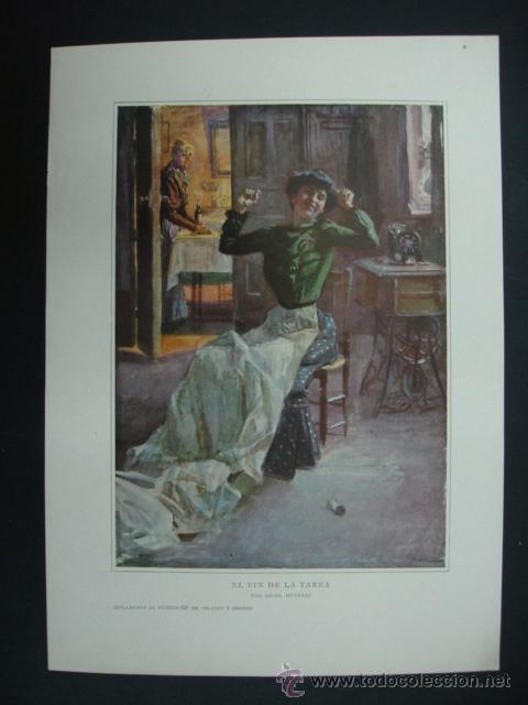 Kunst: SUPLEMENTO DE BLANCO Y NEGRO N&ordm; 820. 'EL FIN DE LA TAREA'. DIBUJO DE ANGEL HUERTAS. 20,5 X 28,5 CM.