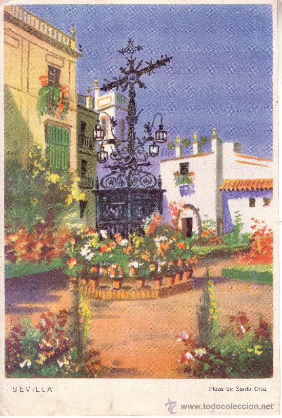 Art: PRECIOSA LAMINA DE 15X22 DE LA PLAZA DE SANTA CRUZ - SEVILLA