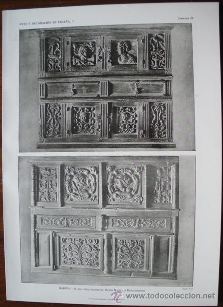 Art: LAMINA ORIGINAL DE 1917.MADRID. MUSEO ARQUEOLOGICO. MUEBLES. ARTE Y DECORACI&Oacute;N EN ESPA&Ntilde;A I. N&ordm;23