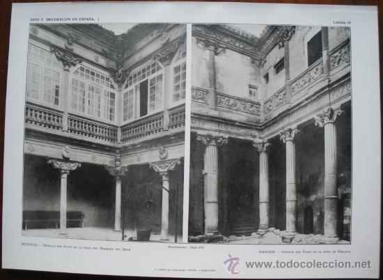 Art: LAMINA ORIGINAL DE 1917.BURGOS Y SEGOVIA. PATIOS CASAS. ARTE Y DECORACI&Oacute;N EN ESPA&Ntilde;A I. N&ordm;18