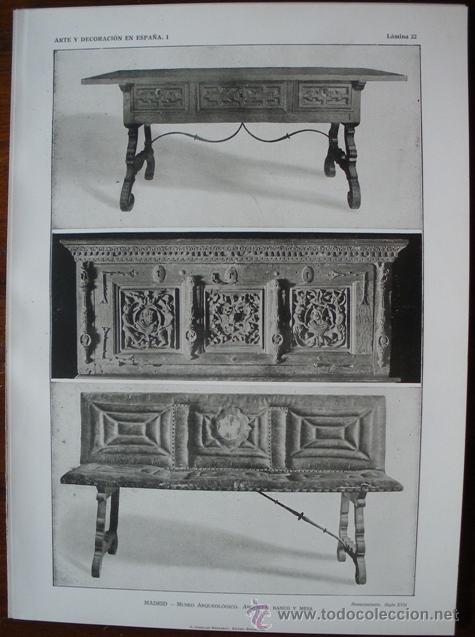 Art: LAMINA ORIGINAL DE 1917.MADRID. MUSEO ARQUEOLOGICO. ARTE Y DECORACI&Oacute;N EN ESPA&Ntilde;A I. N&ordm;22