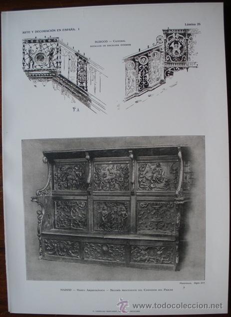 Art: LAMINA ORIGINAL DE 1917.MADRID. MUSEO ARQUEOL&Oacute;GICO. SILLERIA. ARTE Y DECORACI&Oacute;N EN ESPA&Ntilde;A I. N&ordm;25