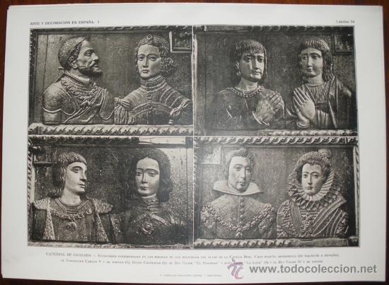 Art: LAMINA ORIGINAL DE 1917.CATEDRAL DE GRANADA. ESCULTURAS  . ARTE Y DECORACI&Oacute;N EN ESPA&Ntilde;A I. N&ordm;34