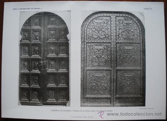 Art: LAMINA ORIGINAL DE 1917.CATEDRAL GRANADA. PUERTAS CAPILLA REAL . ARTE Y DECORACI&Oacute;N EN ESPA&Ntilde;A I. N&ordm;33