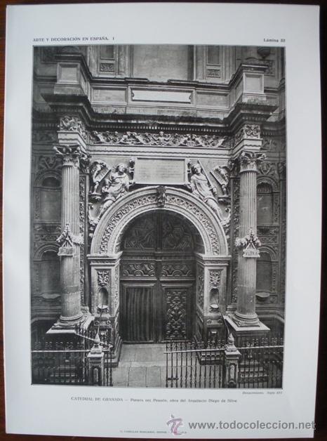 Art: LAMINA ORIGINAL DE 1917.CATEDRAL DE GRANADA. PUERTA DEL PERD&Oacute;N. ARTE Y DECORACI&Oacute;N EN ESPA&Ntilde;A I. N&ordm;32