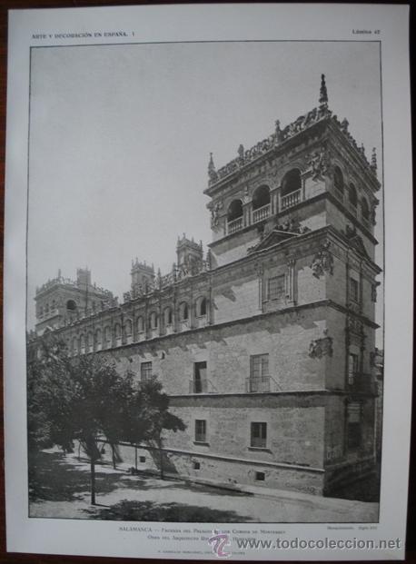 Kunst: LAMINA ORIGINAL DE 1917.SALAMANCA. PALACIO CONDES DE MONTERREY. ARTE Y DECORACI&Oacute;N EN ESPA&Ntilde;A I. N&ordm;42
