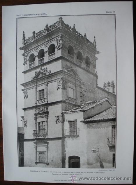 Kunst: LAMINA ORIGINAL DE 1917. SALAMANCA. PALACIO CONDES DE MONTERREY. ARTE Y DECORACI&Oacute;N EN ESPA&Ntilde;A I. N&ordm;43